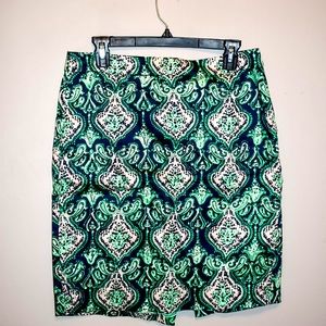J. Crew Pencil skirt Navy/green/white